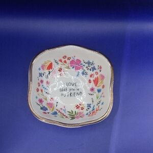 Natural Life Small Friendship Trinket Dish With Floral Design 3x3